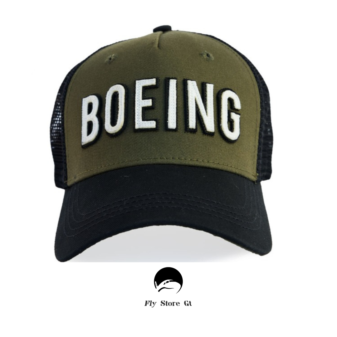 Red caoe boeing trucker cap negra con verde