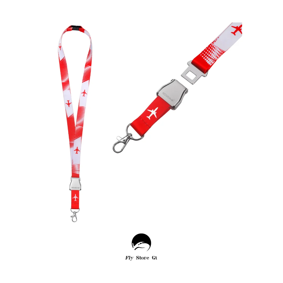LANYARD BLANCO CON ROJO MARCA NOVAH