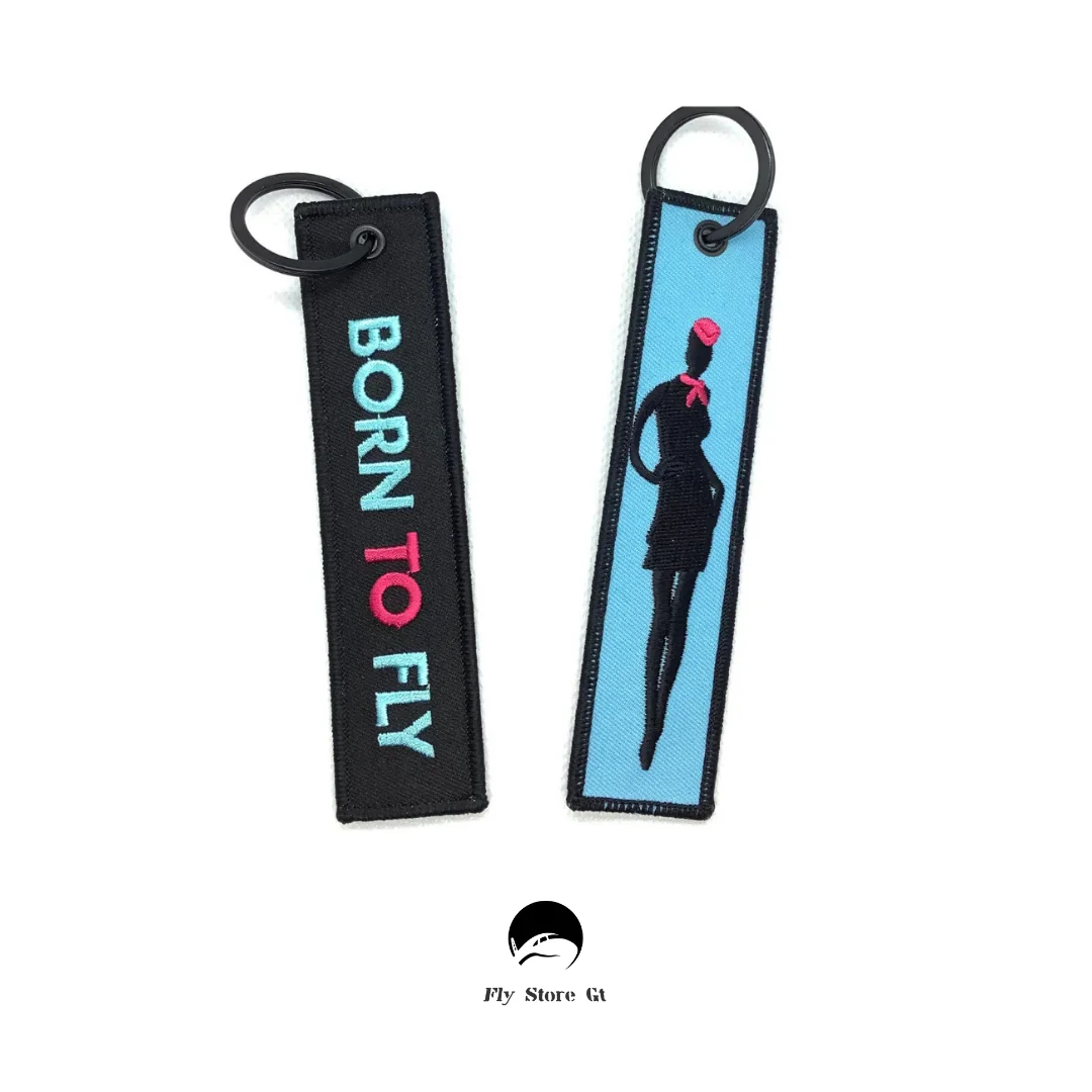 LLAVERO BORN TO FLY NEGRO CON CELESTE