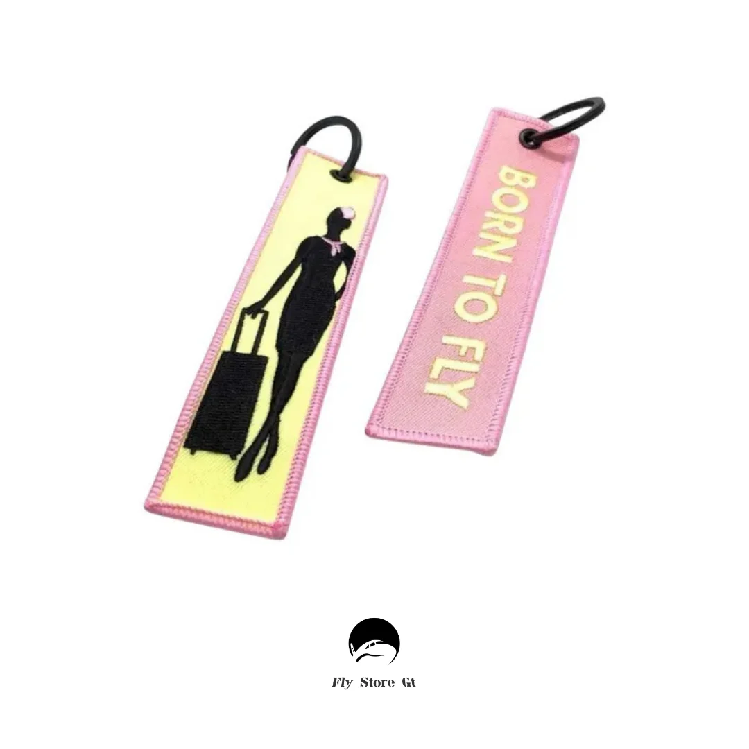 Llavero Born to fly rosado con amarillo